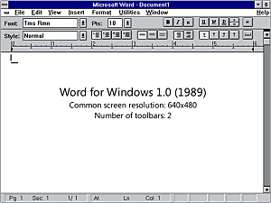 El primer Word para Windows apareció en 1989 y fue diseñado para Windows 3.0.