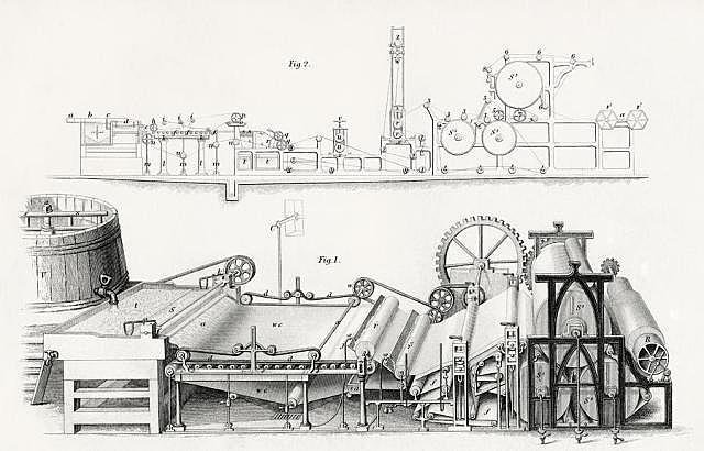 Henry e Sealy Fourdrinier desenvolvem a máquina de fabricar papel