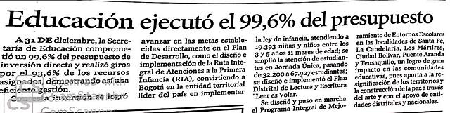 Educación ejecutó el 99.6% del presupuesto