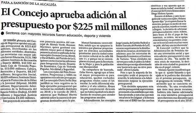 El Concejo aprueba adición al presupuesto por $225 mil millones