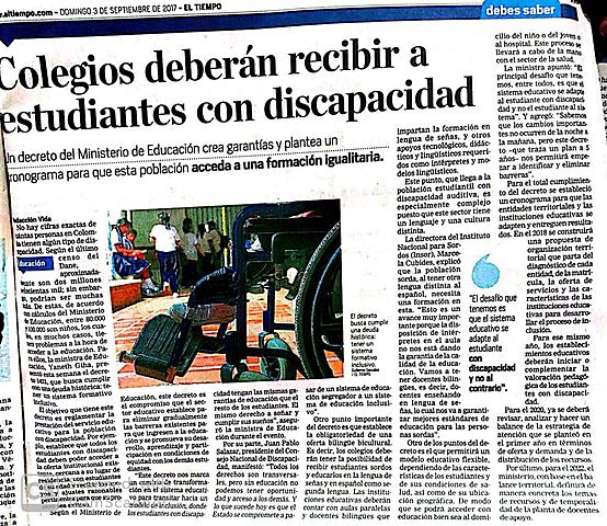 Colegios deberán de recibir a estudiantes con discapacidad