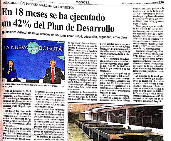 En 18 meses se ha ejecutado un 42% del Plan de Desarrollo