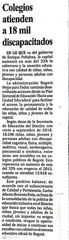 Colegios atienden a 18 mil discapacitados