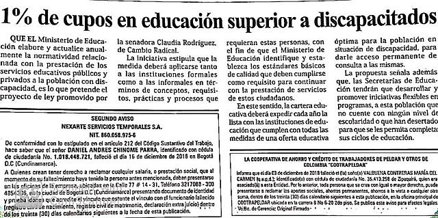 1% de cupos en educación superior a discapacitados