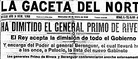 Dimisión de Miguel Primo de Rivera