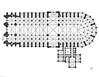 Construcció de la base de la façana i dels dos primers intercolumnis de la nau