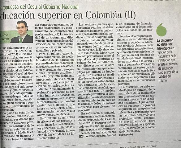 Educación superior en Colombia (II)
