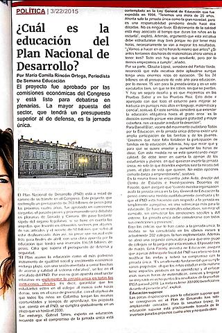 ¿Cuál es la educación del Plan Nacional de Desarrollo?