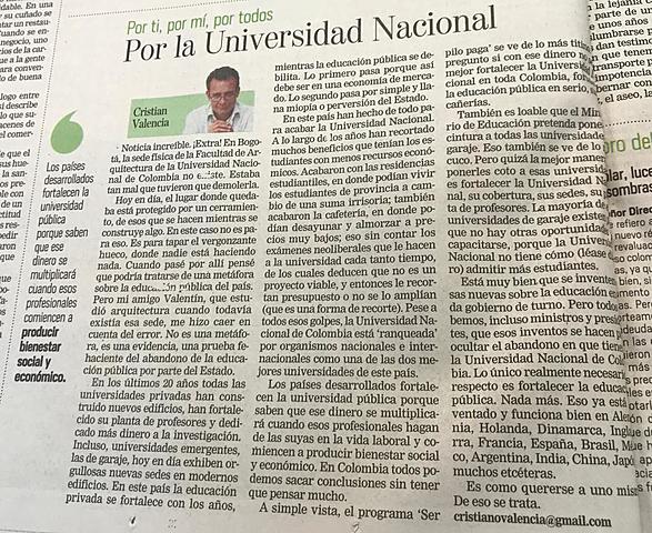 Por la universidad nacional