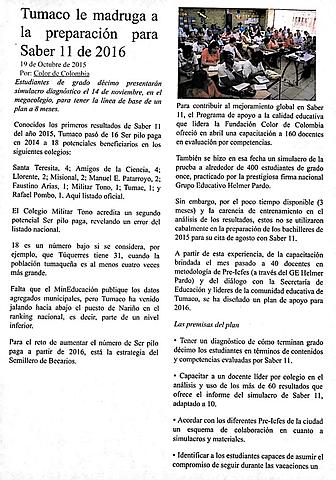 Tumaco le madruga a la preparación para Saber 11 de 2016
