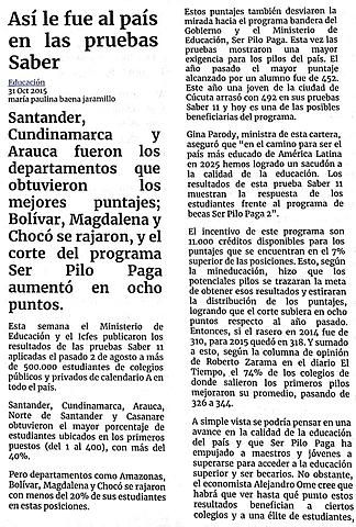 Así le fue al país en las pruebas Saber