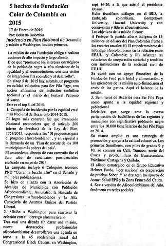 5 hechos de Fundación Color de Colombia en 2015