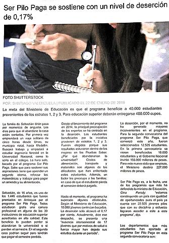 Ser Pilo Paga se sostiene con un nivel de deserción de 0,17%