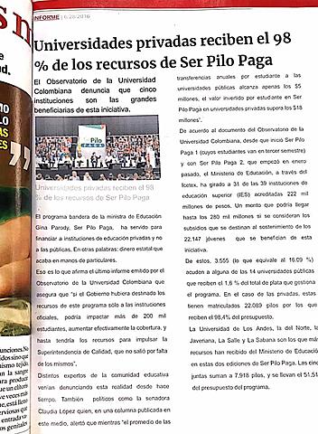 Universidades privadas reciben el 98 % de los recursos de Ser Pilo Paga
