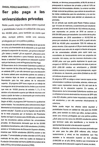 Ser pilo paga a las universidades privadas