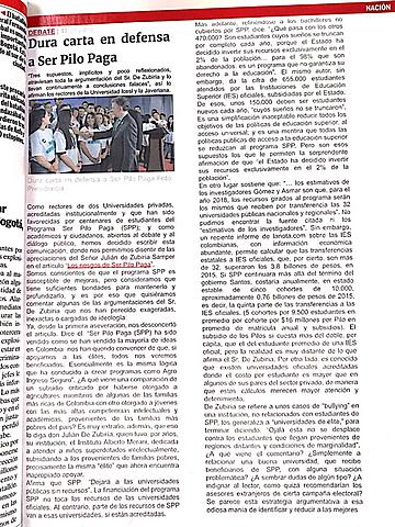 Dura carta en defensa a Ser Pilo Paga