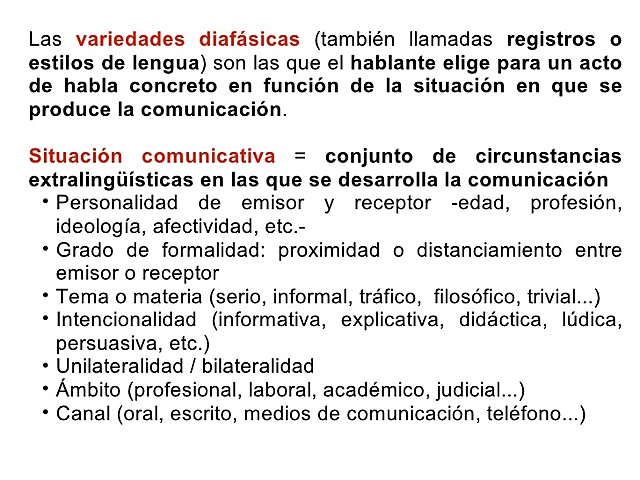 Variedades diafásicas o de estilo