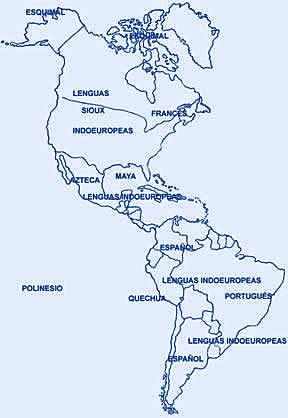 Distribución geográfica aproximada de las principales familias lingüísticas