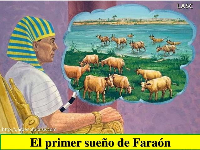 Vi siete vacas gordas, hermosas. Entonces vi siete vacas muy flacas y huesudas. Y las flacas se comieron a las vacas gordas.