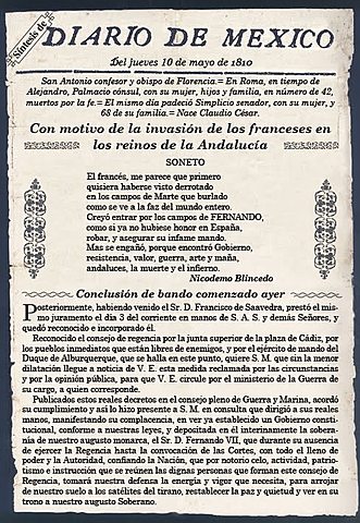 Aparece el primer periódico de publicación diaria, "El Diario de México".