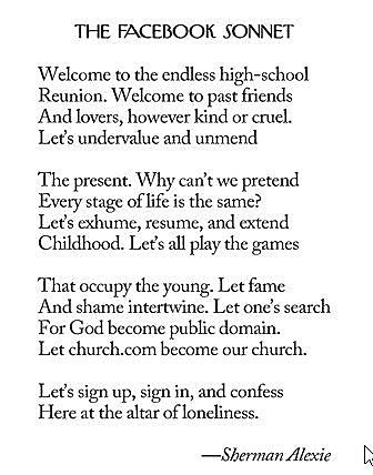 The Facebook Sonnet (Sherman Alexie)