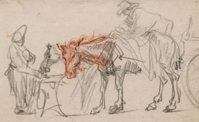 Twee paarden bij een halteplaatse