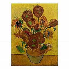 Vaas met vijftien zonnebloemen