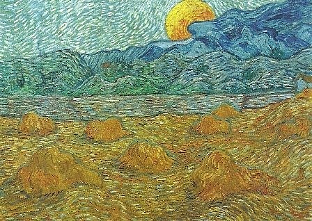 Avond Landschap met opkomende maan