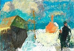 Red smokehouse, Bornholm, winter