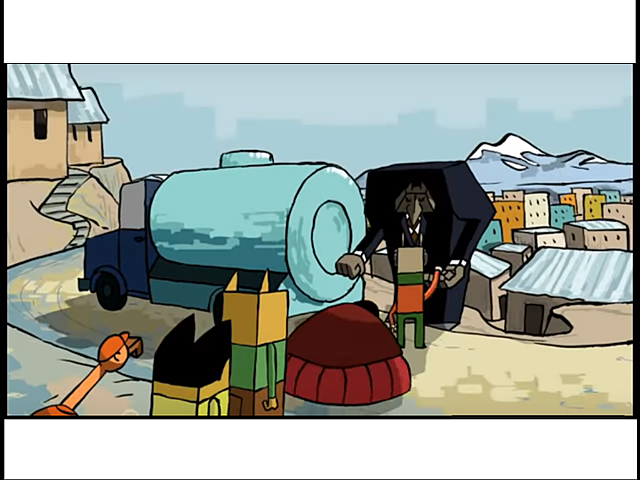 los de el pueblo ivan a la ciudad para comprar agua y protestar por que era muy cara