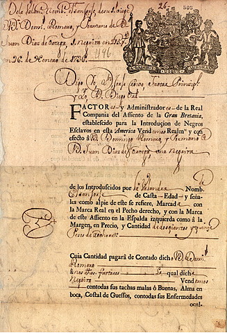 Factura de venda de esclavos