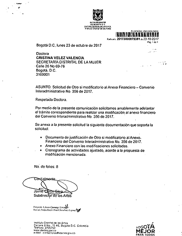 Solicitud Otro si del anexo financiero