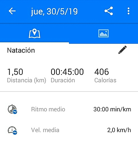Salud. Natación Runtastic.