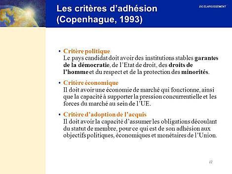 L'ADOPTION DES CRITERES D'ADHESION DITS DE COPENHAGUE