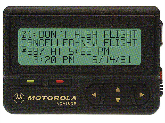 Motorola Pager The name pager was first used in 1959 when Motorola made a personal radio communications product they called a pager. The Motorola pager was a small receiver that delivered a radio message individually to those carrying the device.