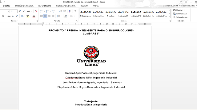 ENTREGA DEL ANTEPROYECTO