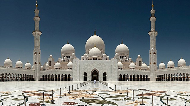 Sheikh Zayed Grand Mosque. Built by the late Sheikh Zayed bin Sultan Al Nahyan with the purpose of embodying the Islamic message of peace, tolerance, and diversity.