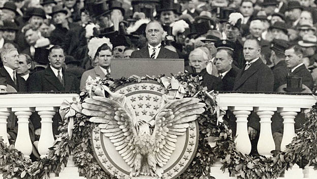 Franklin Delano Roosevelt takes office as 32nd President of The United States of America