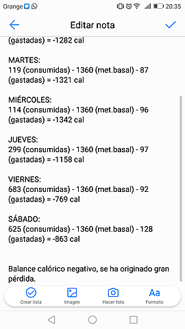 BALANCE CALÓRICO ÚLTIMA SEMANA 2