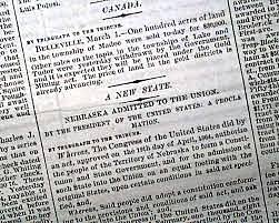 Nebraska Becomes a State