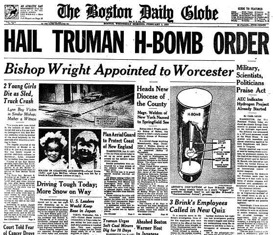 Truman Announces Development of Hydrogen Bomb