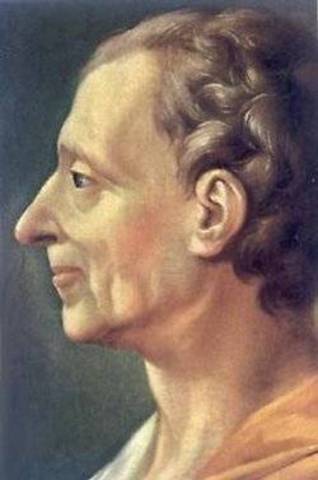Montesquieu writes the spirit of the laws.
