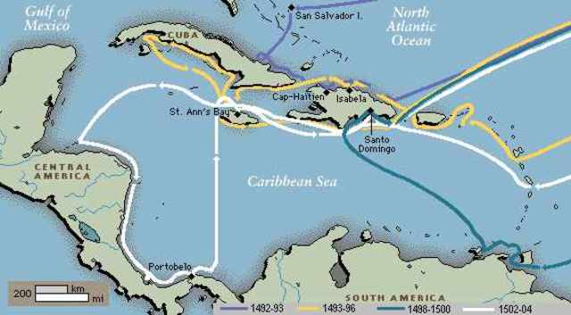 Christopher Columbus sailed the ocean blue...