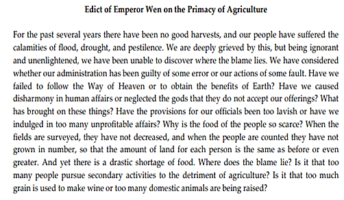 Emperor Wen's 'Primacy on Agriculture' edict