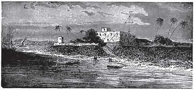 Base of the first English factory on the banks of the river Hugli.