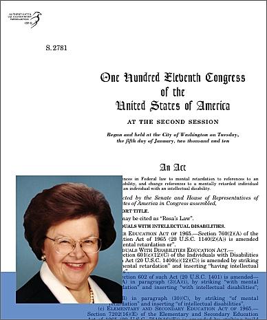 Rosa's Law: Intellectual Disability (Public Law 111-256)