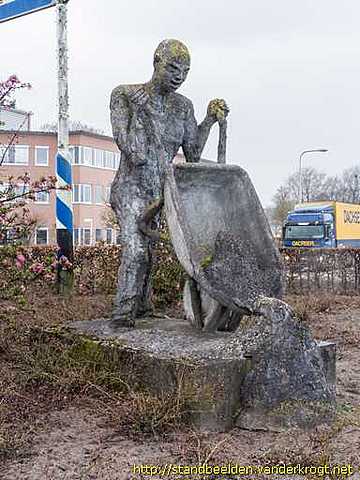 Man die kruiwagen leegkiept, Joris Baudoin