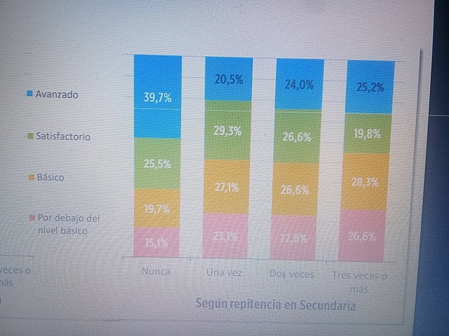 Nivel de desempeño por repitencia declarada.
