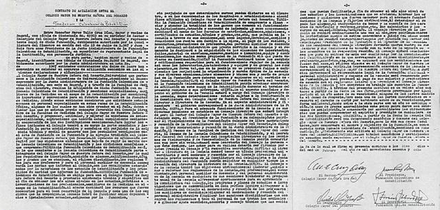 Convenio de afiliación de la Fundación al Colegio Mayor de Nuestra Señora de Rosario