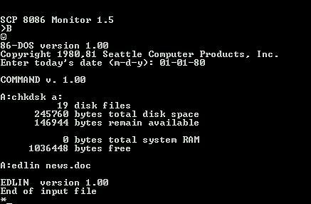 DOS 86 (Q-DOS), 1980